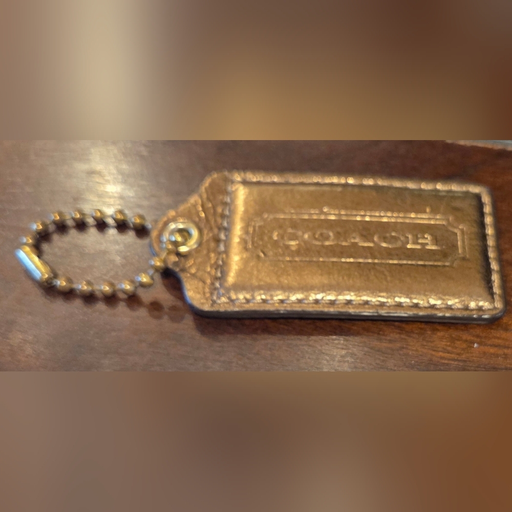 Coach Gold Metallic Leather Keychain